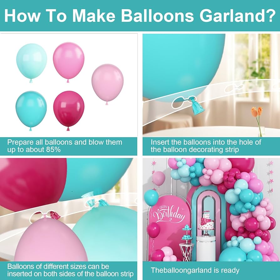 ha ★新品★LE’RURE Gradation baloon hem Amazon.com: Hot Pink and Teal Blue Balloon Arch Garland Kit